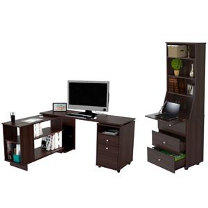 home square 2-piece set with reversible computer desk & bookcase in espresso