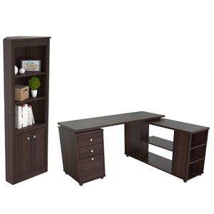 home square 2-piece set with l-shaped computer desk and corner bookcase