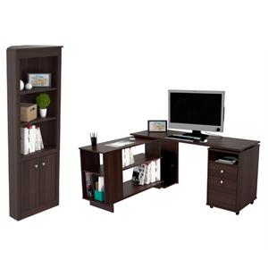 home square 2-piece set with reversible computer desk & corner bookcase