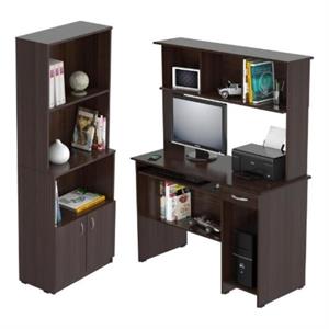 home square 2-piece set with computer desk with hutch and 3 shelf bookcase
