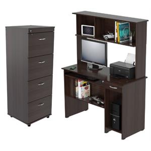 home square 2-piece set with computer desk with hutch & 4-drawer file cabinet