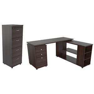 home square 2-piece set with l-shaped computer desk & 4-drawer file cabinet