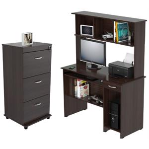 home square 2-piece set with computer desk with hutch & 3-drawer file cabinet