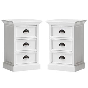 Home Square 3 Drawer Nightstand in Pure White Finish - Set of 2