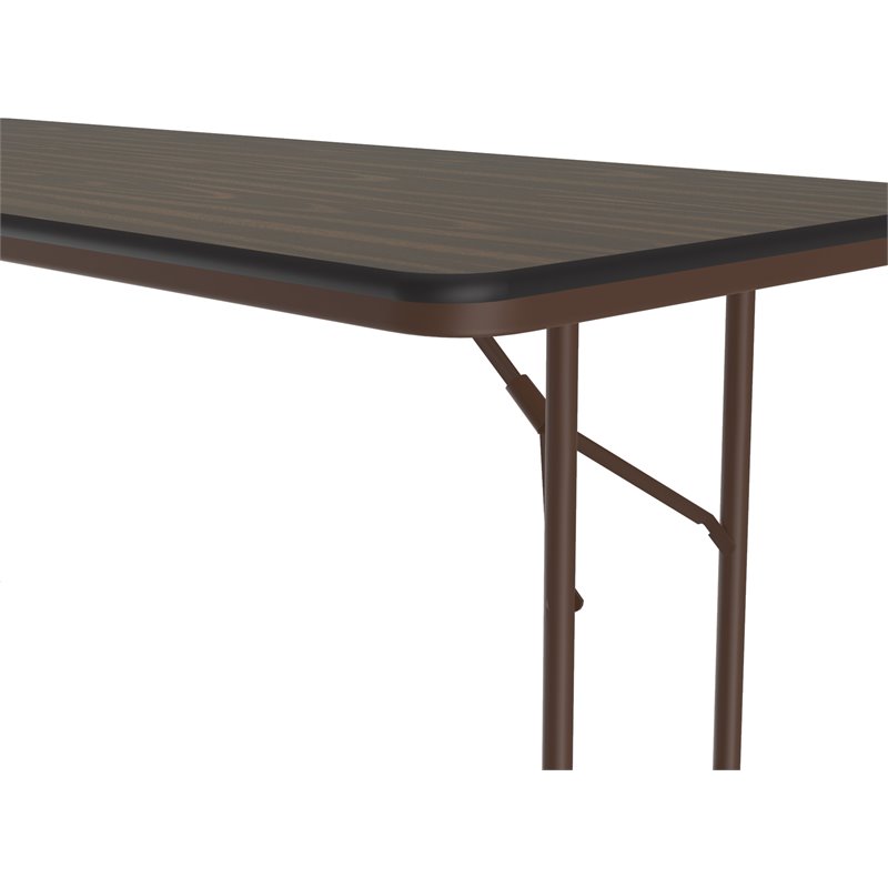 Home Square Melamine Top Folding Table in Walnut Finish - Set of 4