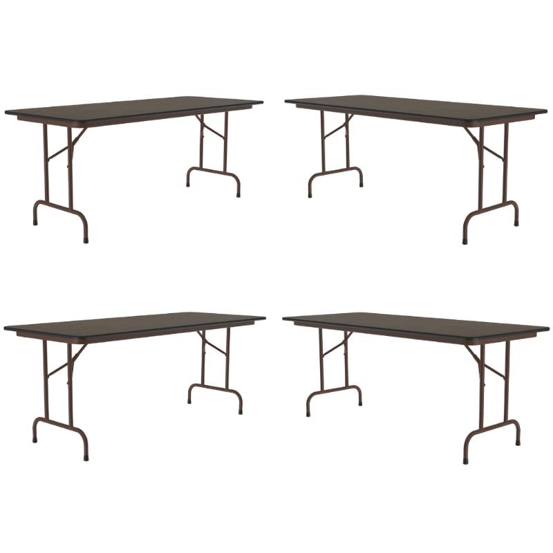 Home Square Melamine Top Folding Table in Walnut Finish - Set of 4