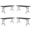 Home Square Melamine Top Folding Table in Walnut Finish - Set of 4
