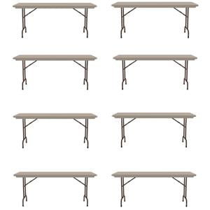 Home Square Blow-Molded Folding Table in Mocha Granite Finish - Set of 8