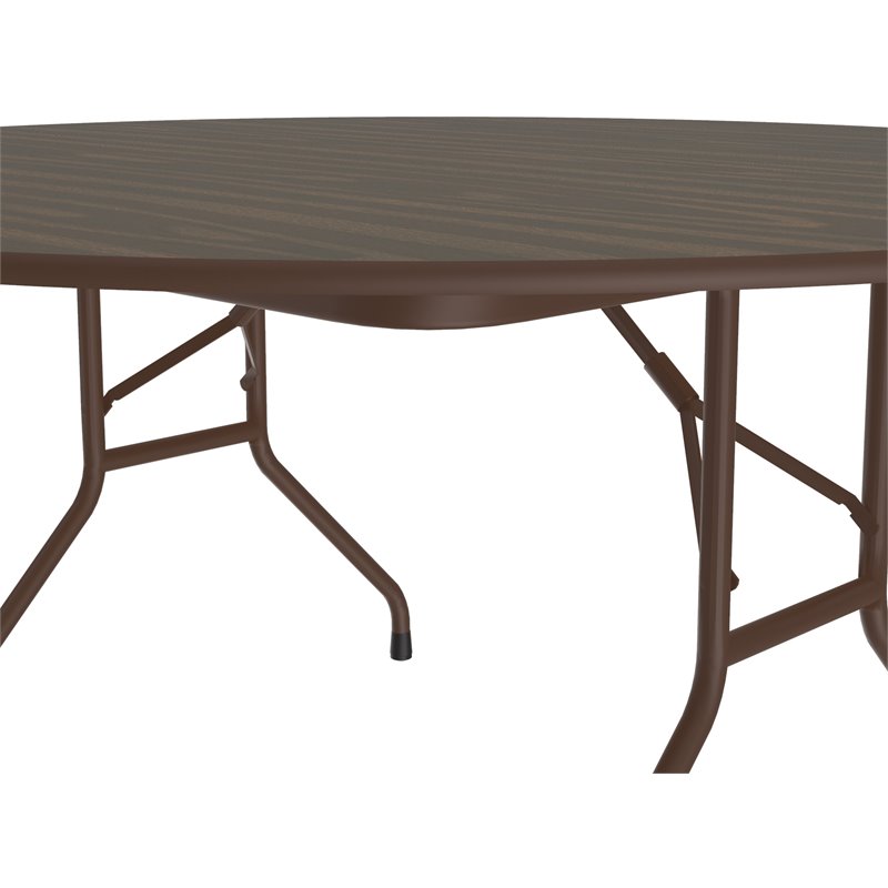 Home Square Melamine Top and Steel Legs Folding Table in Walnut - Set of 4