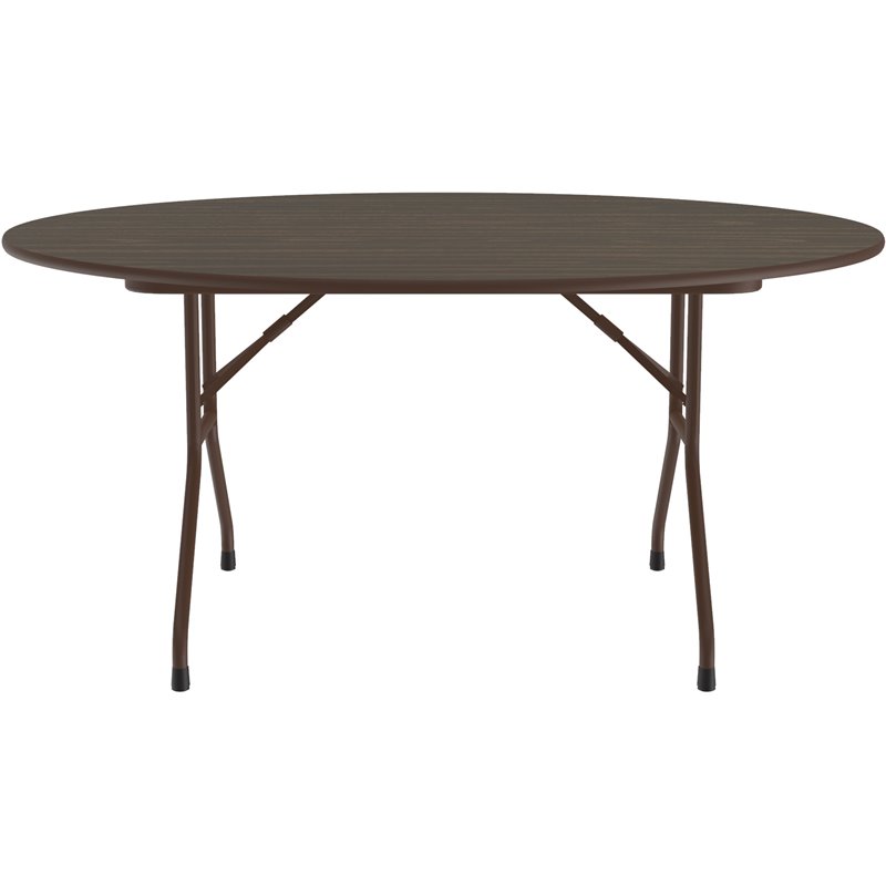 Home Square Melamine Top and Steel Legs Folding Table in Walnut - Set of 4