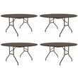 Home Square Melamine Top and Steel Legs Folding Table in Walnut - Set of 4