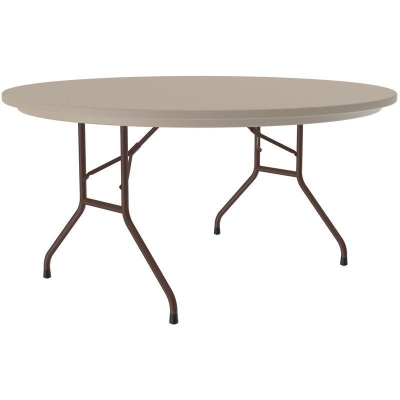 Home Square Metal and Plastic Folding Table in Mocha Granite Finish - Set of 8