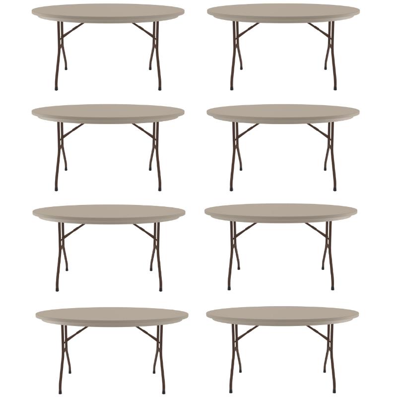 Home Square Metal and Plastic Folding Table in Mocha Granite Finish - Set of 8