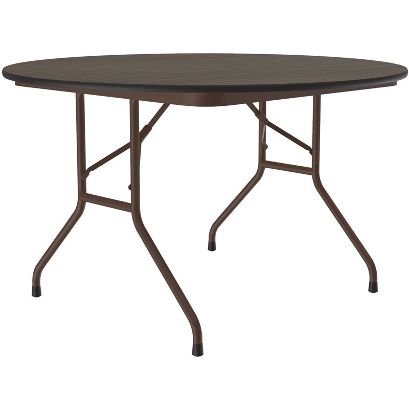 Home Square Melamine Top & Steel Legs Folding Table in Walnut - Set of 4