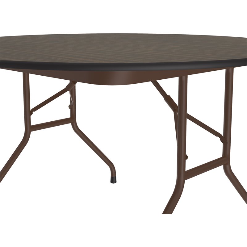 Home Square Melamine Top & Steel Legs Folding Table in Walnut - Set of 4