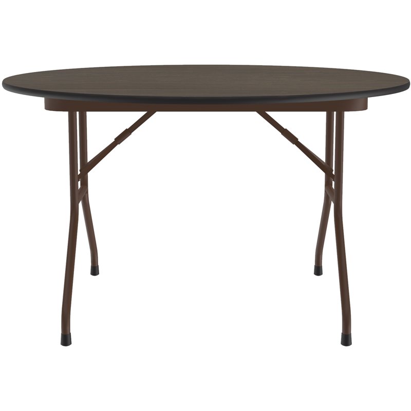 Home Square Melamine Top & Steel Legs Folding Table in Walnut - Set of 4