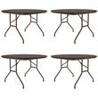Home Square Melamine Top & Steel Legs Folding Table in Walnut - Set of 4