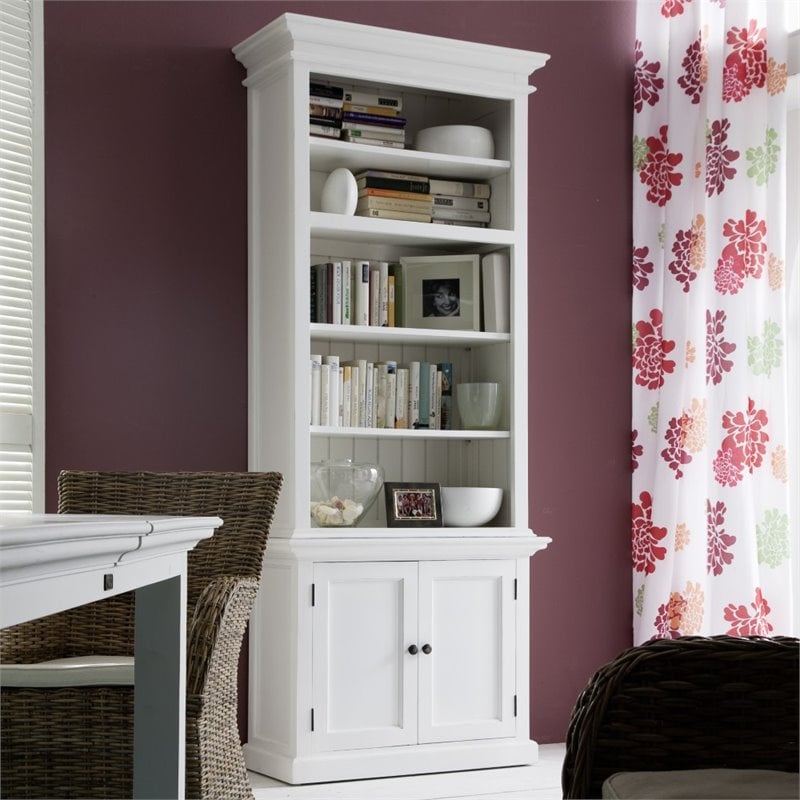 Home Square 2 Doors Bookcase in Pure White Finish - Set of 2
