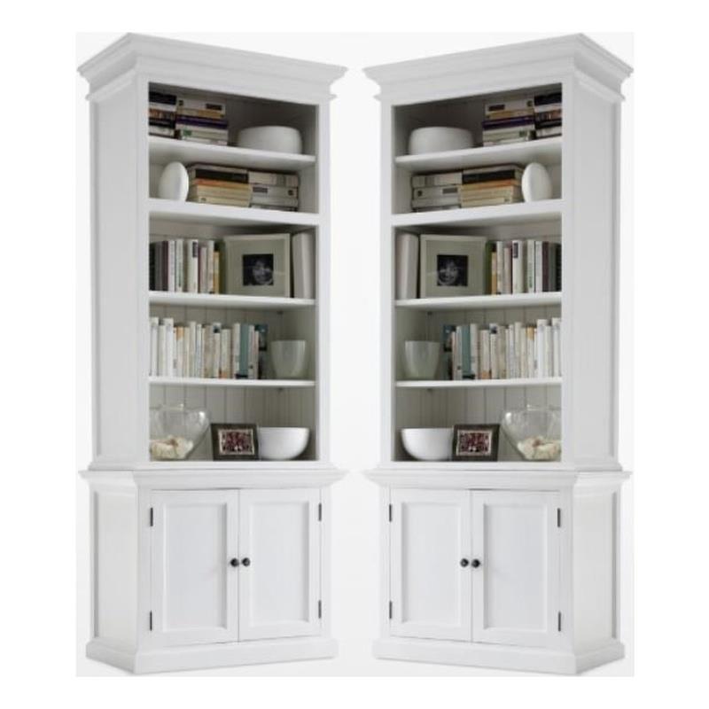 Home Square 2 Doors Bookcase in Pure White Finish - Set of 2