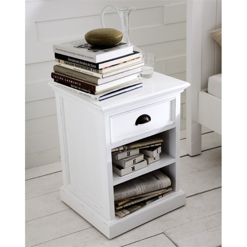 Home Square 1 Drawer Nightstand in Pure White Finish - Set of 2