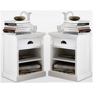 Home Square 1 Drawer Nightstand in Pure White Finish - Set of 2