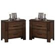 Home Square Rubber Wood 2 Drawer Nightstand in Oak Finish - Set of 2