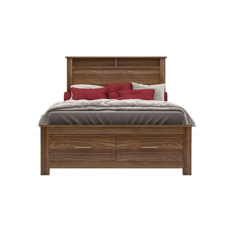 Home Square 2-Piece Set with Queen Storage Bed and 6 Drawer Dresser in Oak