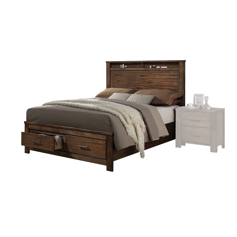 Home Square 4-Piece Set with King Bed 6 Drawer Dresser and 2 Nightstands