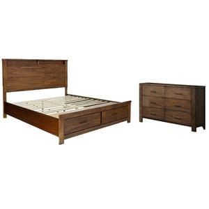 Home Square 2-Piece Set with King Bed with Storage and 6 Drawer Dresser