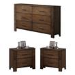 Home Square 3-Piece Set with 6 Drawer Dresser and 2 Nightstands in Oak