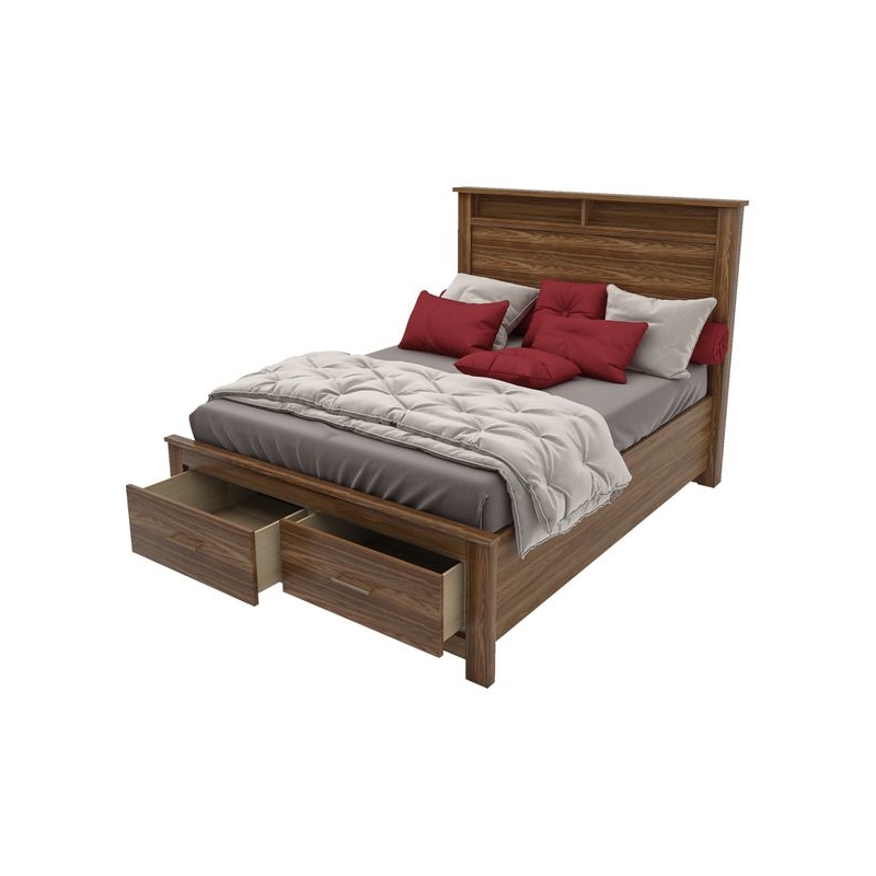 Home Square 4-Piece Set with Queen Bed 6 Drawer Dresser and 2 Nightstands