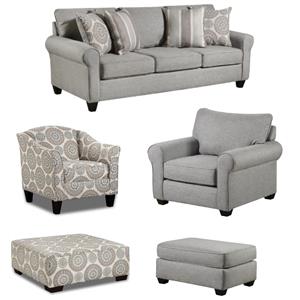 home square 5-piece set with ottoman chair sofa accent chair & ottoman