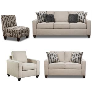 home square 4-piece set with chair and loveseat and accent chair and sofa