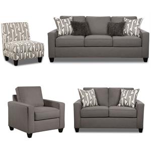 Home Square 4-Piece Set with Sofa Accent Chair Loveseat and Chair