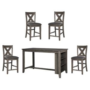 Home Square 5-Piece Set with Height Dining Table & 4 Counter Stools in Gray