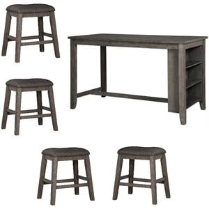 Home Square 5-Piece Set with Dining Table & 4 Counter Stools in Gray