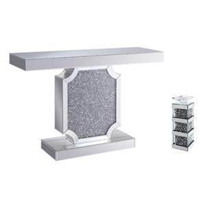 home square 2-piece set with console table and accent candleholder in mirrored
