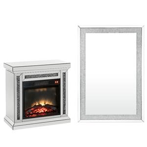 home square 2-piece set with fireplace & wall decor in faux diamonds