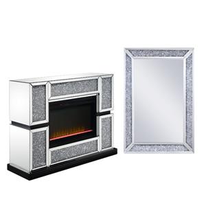 home square 2-piece set with fireplace in mirrored & wall decor