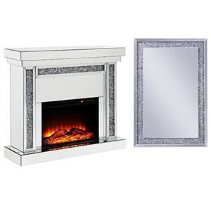 home square 2-piece set with mirrored fireplace & mirrored wall decor