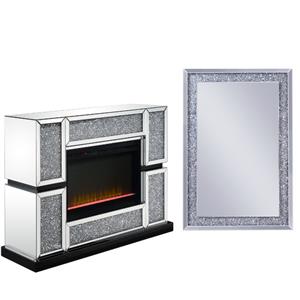 home square 2-piece set with fireplace & mirrored wall decor