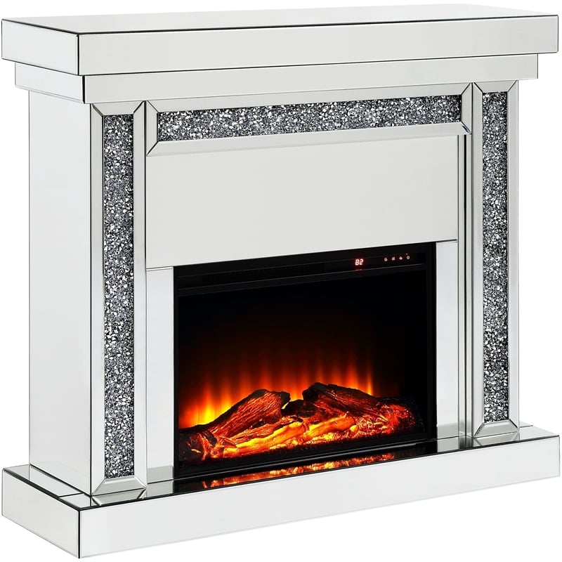Home Square 2-Piece Set with Mirrored Fireplace and Wall Decor in Mirrored