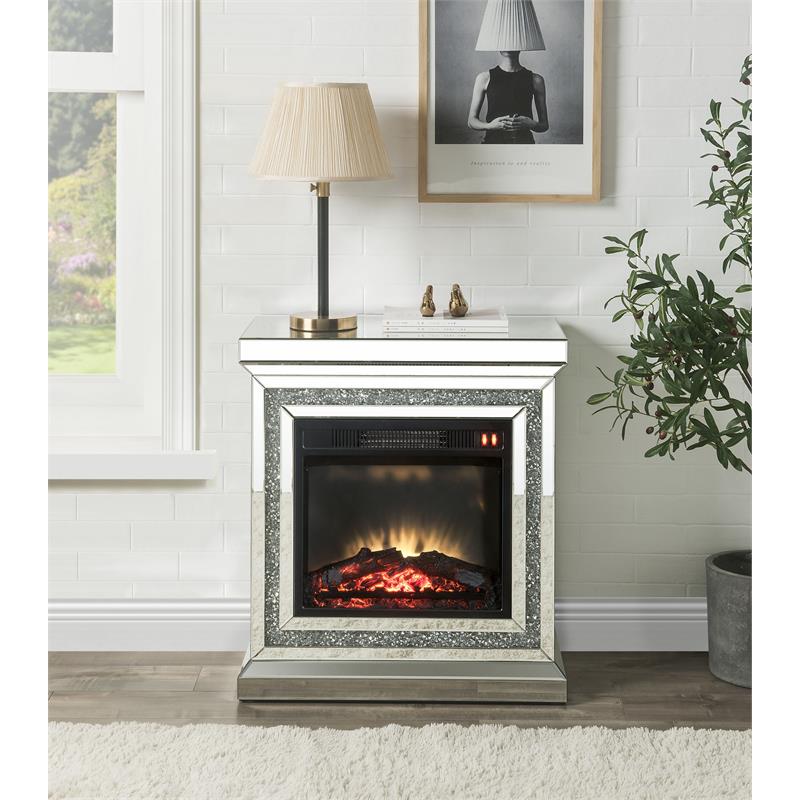 Home Square 2-Piece Set with Mirrored Fireplace and Mirrored Wall Decor