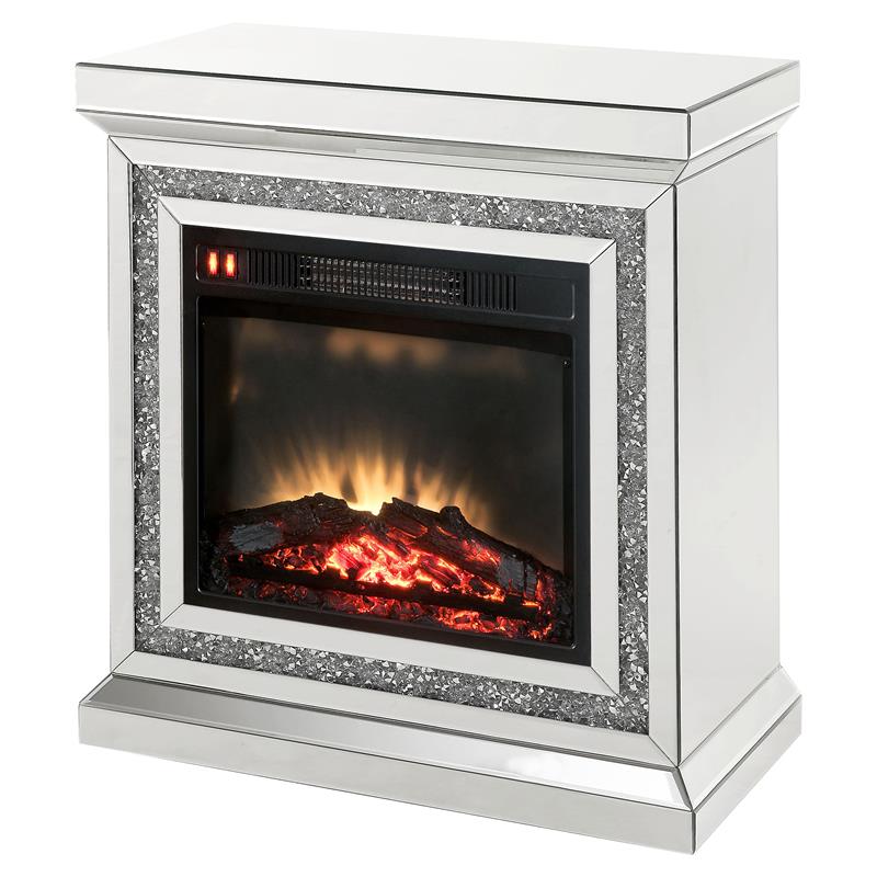 Home Square 2-Piece Set with Mirrored Fireplace and Mirrored Wall Decor