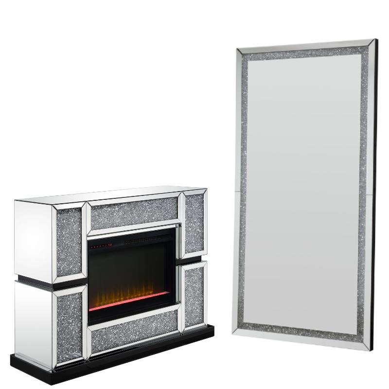 Home Square 2-Piece Set with Mirrored Fireplace and Accent Mirror