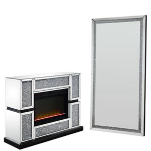 home square 2-piece set with mirrored fireplace and accent mirror