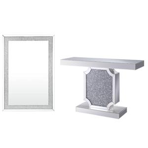home square 2-piece set with console table & wall decor in mirrored