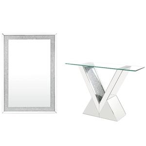home square 2-piece set with glass console table & wall decor