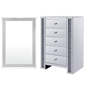 home square 2-piece set with wall decor and console table in mirrored