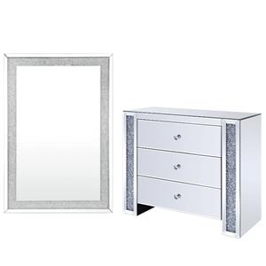 home square 2-piece set with console table & wall decor in faux diamonds